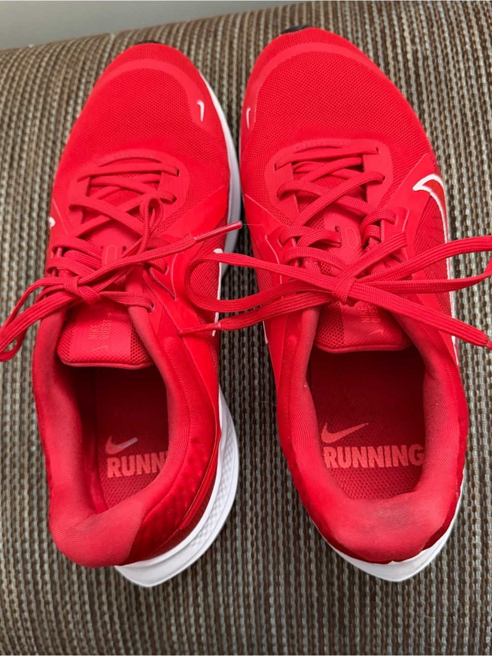 Nike Women's Red Mesh Lace-Up Running Shoes